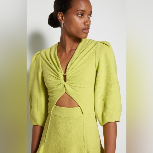 Jonathan Simkhai Kayleigh Cutout Crepe Mini Dress Lime Yellow - Picture 8 of 16